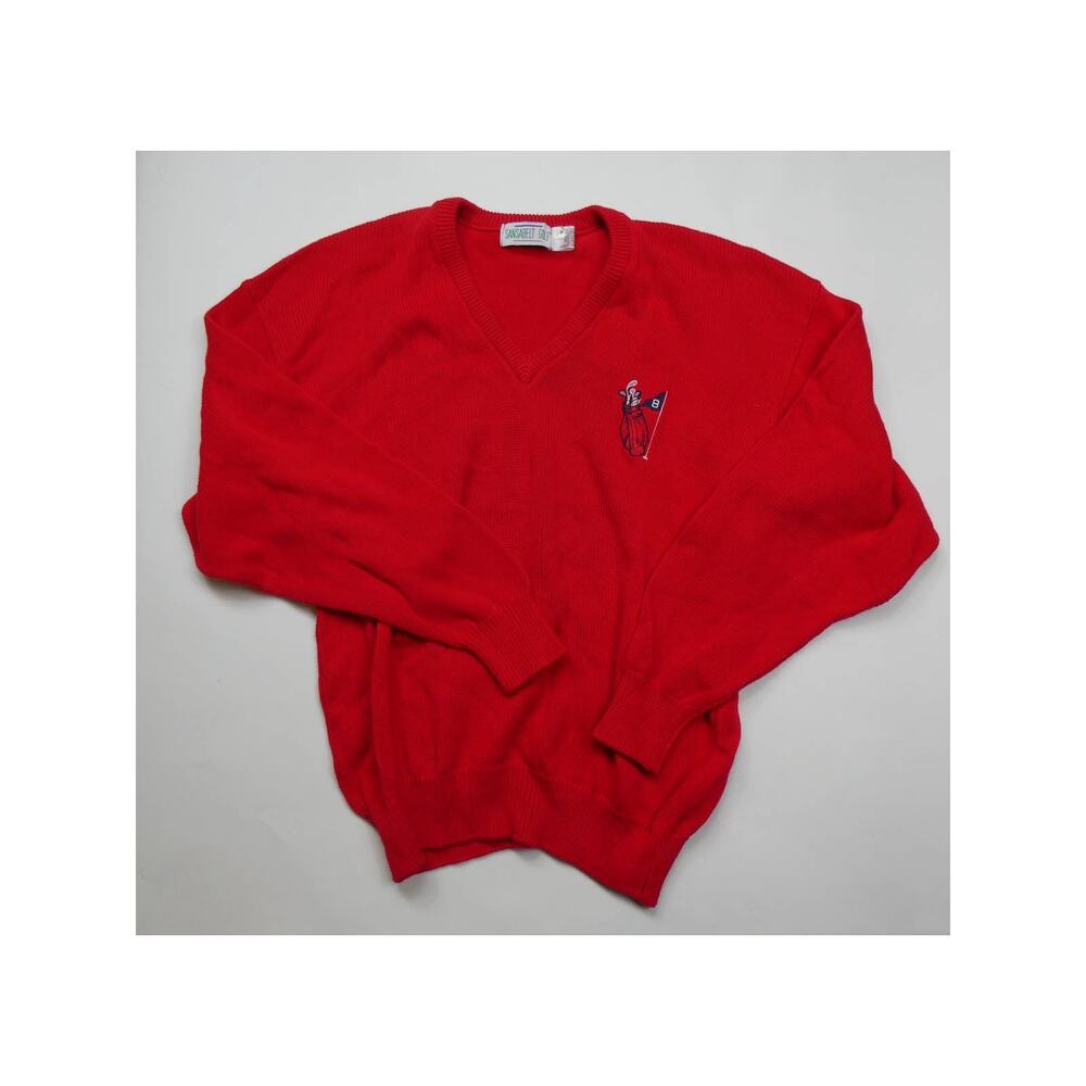vintage men's SANSABELT golf v-neck sweater, medium, Made in Scotland